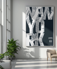 NYC Map Large Letters Wall Art